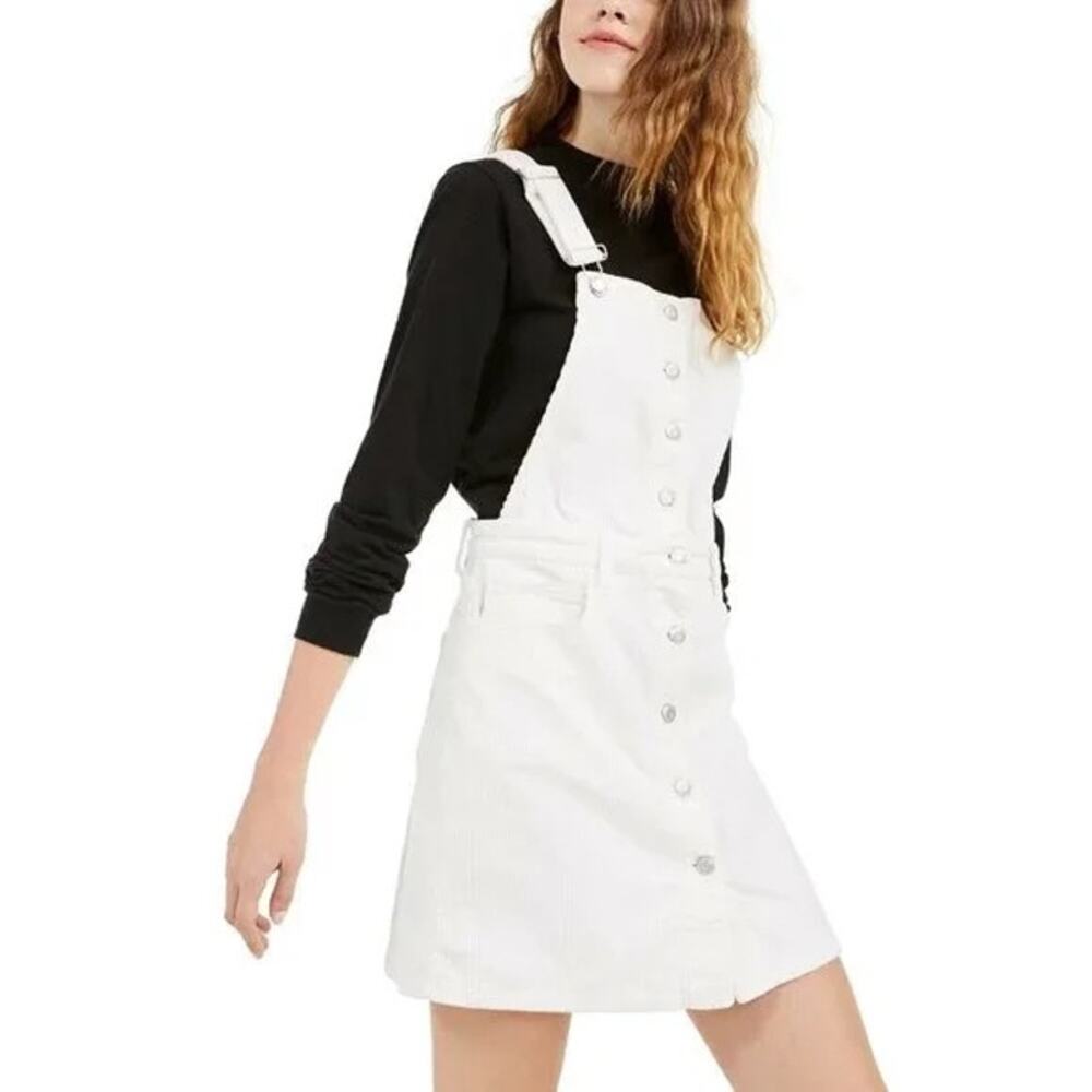 #4bk-  OAT New York‎ NWT White Corduroy Overall Jumper Dress Choose Sz:12 Ret$99